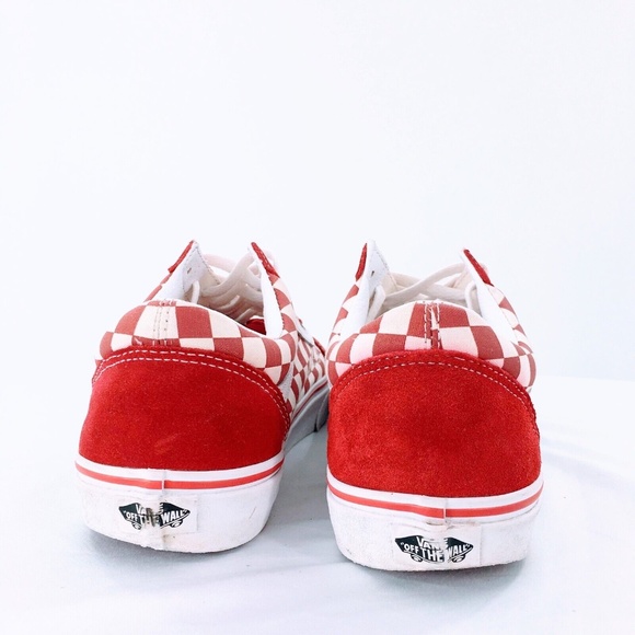 Vans Old Skool Sk8 Low Suede Checkerboard Skate Shoes White Red Mens Sz 10.5 - Picture 7 of 15